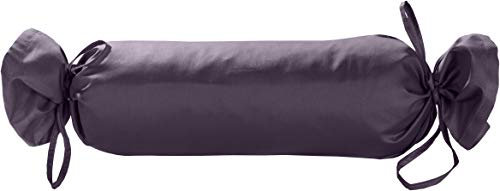 Bettwaesche-mit-Stil Mako Satin Baumwoll Nackenrollen Bezug 15x40 - Nackenrollenbezug aus 100% Baumwolle - Nackenrolle Überzug einfarbig Lila - Made in EU
