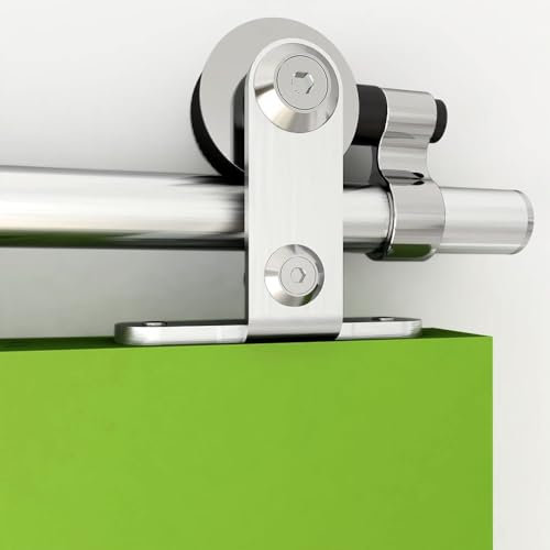 6FT (1.8M) Sliding Door Track Kit, CCJH Internal Stainless Steel Sliding Barn Wood Door Hardware System for Single Door