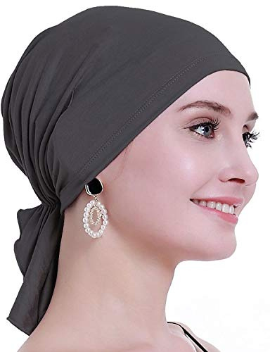 osvyo Bamboo Chemo Headscarf for Women Hair Loss - Cancer Slip On Headwear Turbans Hats caps Sealed Packaging Dark Grey