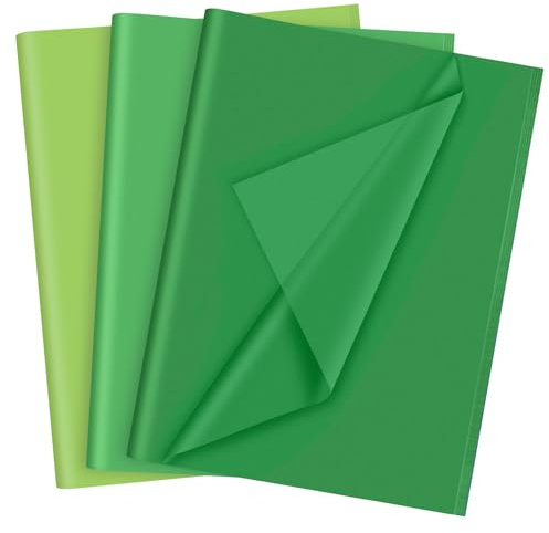 PLULON 60 Sheets Green Tissue Paper Bulk, Green Tissue Paper Sheets for Gift Bags for Saint Patrick's Day Gift Wrapping Birthday Wedding Holiday Flower