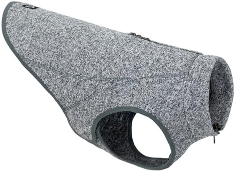 Kurgo Core Dog Sweater, Knit Dog Sweater With Fleece Lining, Cold Weather Pet Jacket, Zipper Opening for Harness, Adjustable Neck, Year-Round Sweater for Large Dogs (Heather Black, Large)