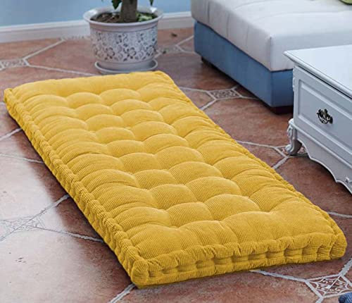 Bankkissen, 10 cm dick, 2-/3-Sitzer, 100 cm/120 cm, weiche Bankkissen, Baumwolle, Stuhlkissen für Garten, Terrasse, Esszimmer, Sofa, Schaukel (40 x 40 cm, Gelb)