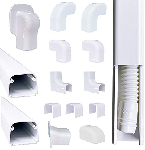 Vorteils-Set Kanal T35 -Opt & Zubehör, 2X Kanal a. 2 Meter + 13 Zubehörteile, Geignet für Kondensatschlauch, Klimaanlage, Wärmepumpe, HDMI-Kabel, Netzwerk-Kabel