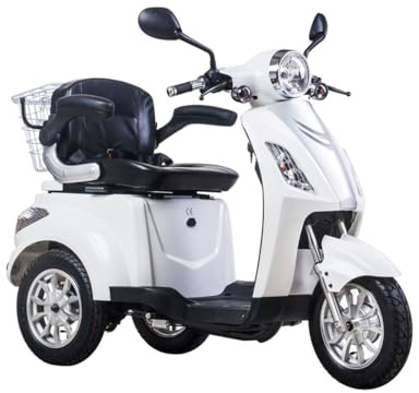 Tecnobike Shop Veicolo Elettrico 3 Ruote per Anziani e Disabili Z-Tech ZT-15-D Trilux Plus, Omologato EEC, con Differenziale, Sedile Comfort, Mobilità Assistita (Bianco)