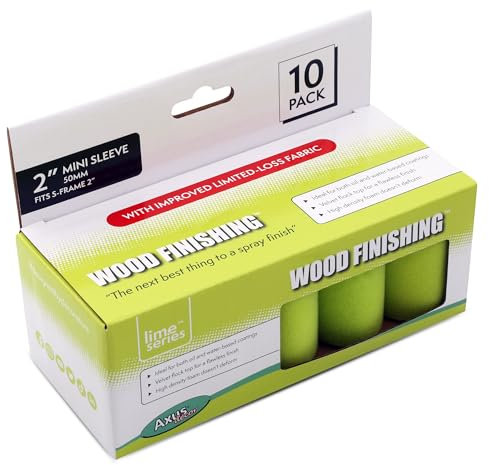Axus Decor Wood Finishing Roller (Lime Series) Mini Roller Sleeves, for Professional & DIY Projects, Compatible with Solvent & Water Based Paints - 2 Inch/50mm, Pack of 10