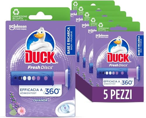 Duck Fresh Discs - Base per Dischi Gel Igienizzanti WC, Fragranza Lavanda- Formato Scorta 5 Applicatori, 30 dischetti