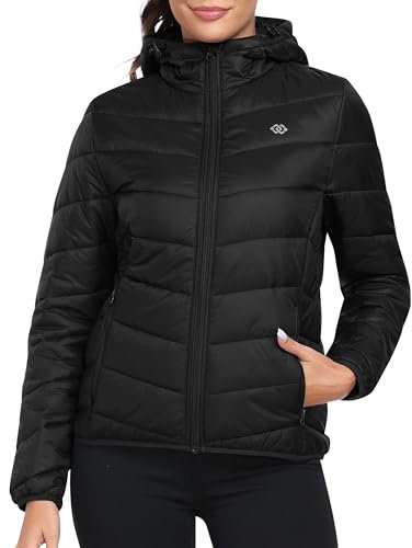 MoFiz Daunenjacken Damen Leichte Steppjacke Winddichte Winter Warme Winterjacke Outdoor Kapuzenjacke Schwarz-hood XXL