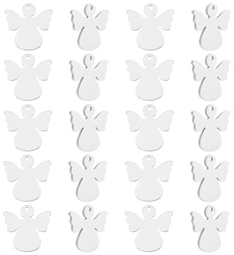 UNICRAFTALE 50 Stück Engel Anhänger Edelstahl Anhänger Metall Anhänger Schmuckherstellung Charms Anhänger Für Weihnachten Ohrringe Halsketten Armbänder Zubehör Bastelloch 1.2mm