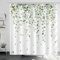 Dazzlewall Duschvorhang Grüne Blätter 180x180cm, Eukalyptusblatt Pflanze Duschvorhänge, Wasserdicht & Anti-Schimmel, Waschbar Polyesterstoff Badezimmer Vorhang für Badewannen mit 12 Haken