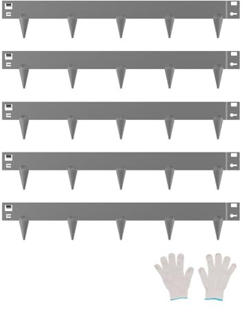 VEVOR Bordatura in Acciaio Metallo Antiruggine per Giardino, Bordatura Pieghevole per Prato Resistente, Facile da Installare, Divisorio Aiuole, Grigio Scuro 5 Pezzi 990 x 156 x 1,5 mm