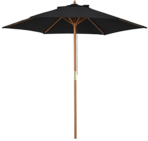 Garden parasols Beach 2.5m Wood Garden Parasol Sun Shade Patio Outdoor Wooden Umbrella Canopy Outdoor parasols