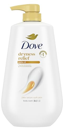 Dove Body Wash with Pump Dryness Relief with Jojoba Oil For 24hr Lotion-Soft Skin Moisturizing Skin Cleanser with No Sulfates No Parabens 30.6 oz