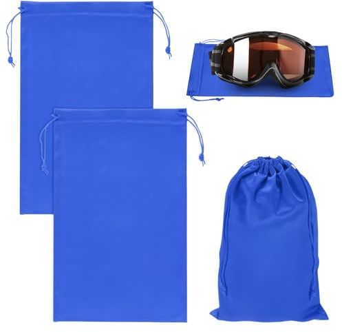 M METERXITY 2-Pack Ski Goggle Bag, 10.6 x 7.1 Soft Microfiber Pouch Bags Protective Storage Bags Case with Drawstring for Snow Goggles/Camera Lenses/Sunglasses [Blue]