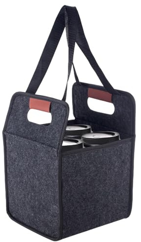 Drink Carrier - Portable Cup Holder Organizer for Safe Beverage, Travel and Daily Commute with Spill Prevention Function, Multi-Compartment Holder for Cups Bottles Cans, Dark Gray