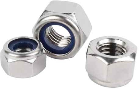 QANCEN 20 Piezas Tuercas Hexagonales M5 de Acero Inoxidable DIN985,Tuercas de Seguridad Autoblocantes con Insertos de Nylon para Tornillos y Pernos Métricos