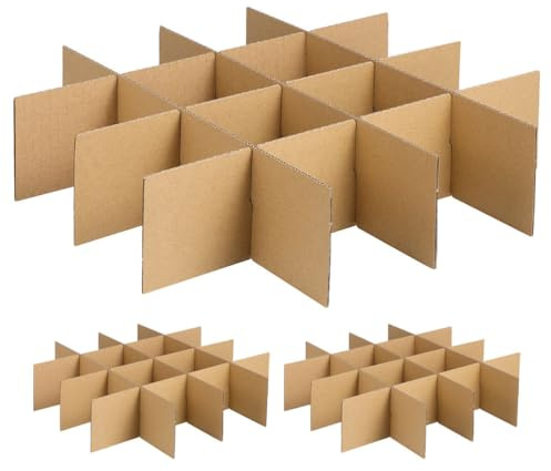 Didiseaon Wine Glass Packing Boxes: Kitchen Moving Box Glass Divider Kits Mug Dividers for Packing Khaki Paper Kitchen Counter Storage Dining Table Service, 18 PCS