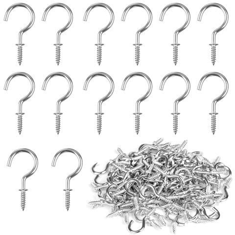 LianSinGo 50 Pack Small Screw Hooks, Tiny Screw-in Hooks, Durable Metal Ceiling Hook for Fairy Lights Hanging Plants, Cups, Art, Easy Installation