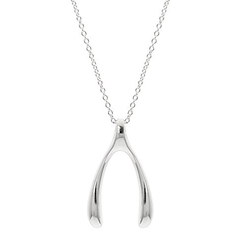 Lucky Wishbone-halsband i sterlingsilver för kvinnor – 925 Silver Good Luck Charm-hänge på 18-tums kantkedja – Examenpresent till dottern - Minimalistiska smycken