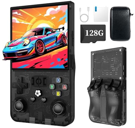 XiFanHo R36MAX Retro Handheld Spielkonsole 128 GB– 4K HD 4,0-Zoll-IPS-Bildschirm, mit vielen Spielen, Open-Source Linux System Retro Konsole Spielkonsole 4000 mAh(Schwarz)