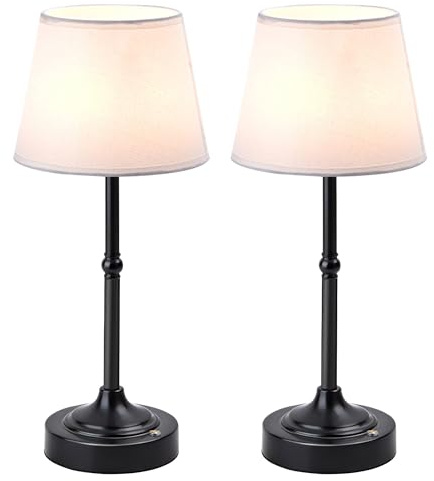 LUTEC 2 Pack Cordless Table Lamp, Battery Operated Lamp with 3 Color Temps and Stepless Dimming, 5200mAh Portable Rechargeable Table Lamp for Restaurant/Bedroom/Bars/Outdoor (Black)