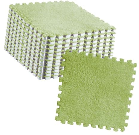 Acouto 10 Piezas de Alfombra de Rompecabezas de Felpa para Suelo, Azulejos de Espuma, Baldosas de Alfombra Entrelazadas Antideslizantes Cortables, Azul Marino, una Sensación Suave o Suelo, de de
