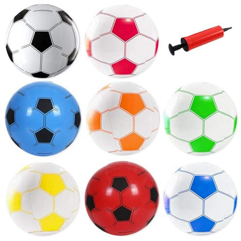 PLNVNVP 8 palline gonfiabili, colorate da spiaggia, da calcio, gonfiabili, per bambini e adulti, per piscina estiva, giocattolo da spiaggia