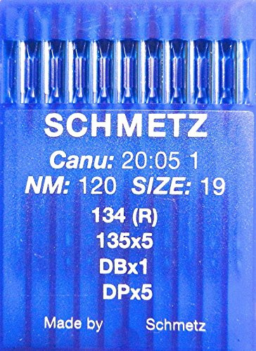 Schmetz, 10 agujas de cabeza redonda para máquina de coser industrial sistema 134 (R), grosor 120