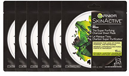 Garnier SkinActive Super Purifying Charcoal Sheet Mask, 6 Count