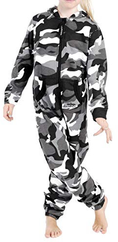 LIL'Finch LFV2 Barn jumpsuit pojkar flickor overall barn joggare onesie kostym, Camo grå, 98-104