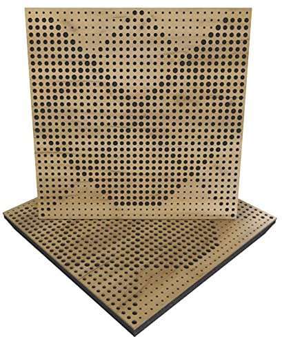 (2 Pack) — Sound Absorption-Diffuse Acoustic Panel «Wilds» | 19.7''x19.7''x2.1 | High Density Foam | Absorption - Diffusion - Reflection - Soundproofing - Insulation | Wood laminated: (Oak)