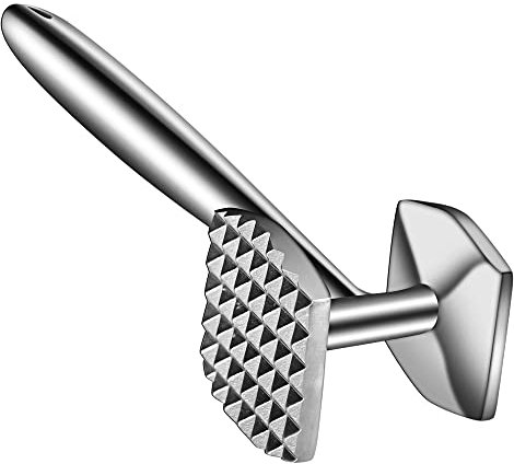 Aliglow Marteau Attendrisseur de Viande Outil maillet pour attendrir et Battre Steak, bœuf et volaille Construction Solide en métal avec poignée Ergonomique en Caoutchouc