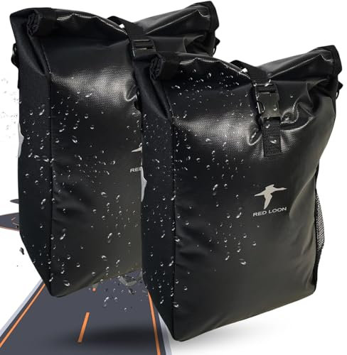 Fahrradtasche Red Loon Packtasche Gepäckträgertasche Gepäck Tasche aus LKW-Plane (2X Red Loon Packtasche schwarz)