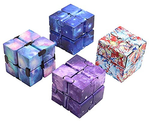 Aohcae Infinity Cube Fidget Toy 4PCS, Magic Infinity Cube Desk Toy Mini Sensory Toys Stress Relief Tool Anti-Stress Fidget Toys Suitable for Adults and Kids
