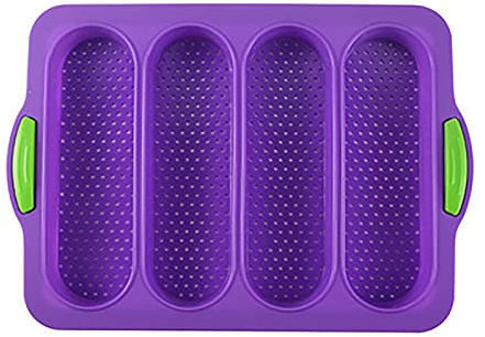 ZMENMEN French Bread & Baguette Pans, Non-Stick Silicone Mould, 12-Inch, Purple