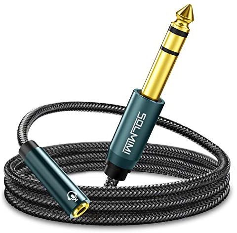 SOLMIMI 3.5mm Klinke auf 6.35mm Klinke Adapter, TRS 6.3 Stecker auf 3.5 Buchse Stereo Audio Adapter kabel mit Nylon Geflecht & 24K Vergoldete für Verstärker, Kopfhörer, Lautsprecher, 1.2m