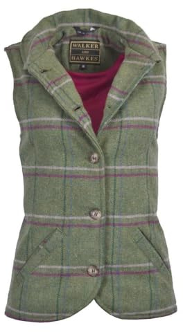 WALKER AND HAWKES - Gilet Derby Tweed Ashby da Donna - Striscia Rosa - EU 42 (UK 14)