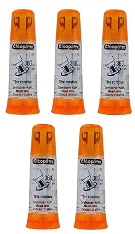 Cleopatra – Juego de 5 patines de corrección, borrador de tinta 360°, cabeza giratoria, color blanco