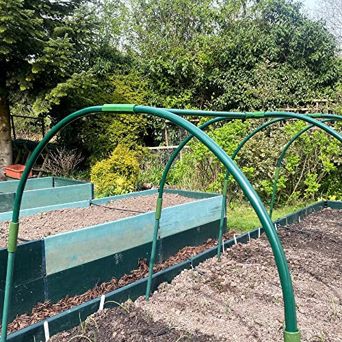 Extendable Garden Cloche Hoop Tunnel Kit for Netting Plant Support & Protection | Heavy Duty Metal Polytunnel Greenhouse Arch Frame & Connectors (2m long x 1.1m wide x 1m high)