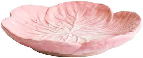 7.5inch Funny Green Cabbage Salad Dinner Plate Flat Ceramic Round Shallow Dessert Dishes Party Sushi Tray Tableware Crockery. (Color : A, Size : 19 * 2.3cm)