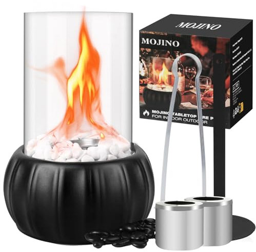 MOJINO Tischkamin Bioethanol für Outdoor Indoor, Tischfeuer Balkon, Brennkammer für Ethanol Kamin, Geschenkideen Gartendeko für Draußen