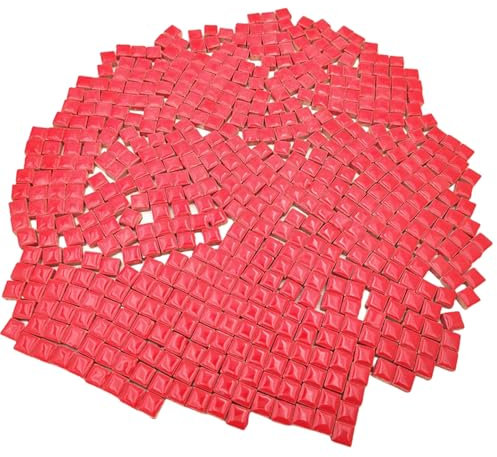 500g Square Ceramic Mosaic Tiles, 500PCS 1 * 1CM Handmade Making Creative Micro Mosaic Pieces for Lovers DIY Mosaic Projects and Home Decorations (Red)