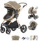 BEBBY 3-in-1 Kinderwagen KombiKinderwagen-Set 2-in-1 Buggy faltbar Luxus Hochlandschaft Neugeborenes Tragbarer Zusammenklappbarer Kinderwagen Travel System (D2-LIGHT BROWN, H2-D)