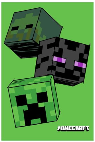 Jerry Fabrics Minecraft - Manta polar infantil (100 x 150 cm, 100% poliéster), diseño de zombies, color verde