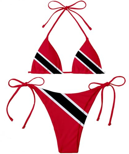 Trinidad and Tobago Flag Women Micro Sexy Bikini Bra Set Summer Beachwear Sexy Beach Two Pieces Bathing Suits