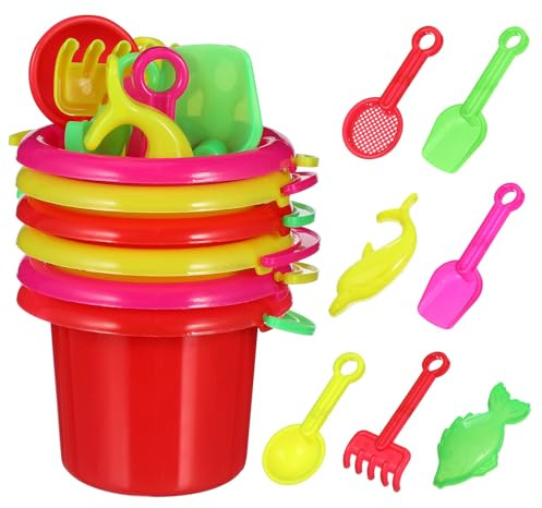 CVUTOVO Set di Mini Secchielli di Plastica per Sabbia 24 Pezzi per Bambini, Leggeri per Festa Estiva in Spiaggia e Giardino