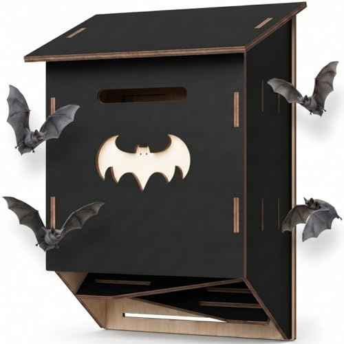 Wooden Bat Box with 3 Chamber System for Better Settlement, DIY Kit, Easy to Assemble and Install, Weatherproof for Garden and House Wall, Bat Box Growzelt