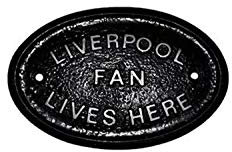 Silver Liverpool Fan Lives Here Mur ou clôture de jardin plaque/panneau avec argent surélevé Lettrage