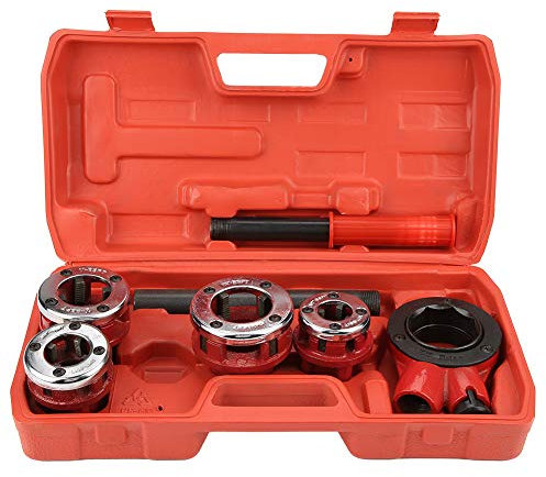 Juego de Terrajas de Carraca para Tuberías 1/2 3/4 1 1-1/4,Juego de Machos deRoscar para Tubo de 4 Piezas,Aplicar al Trabajo de Roscado de Tubos Galvanizados y Tubos de Hierro