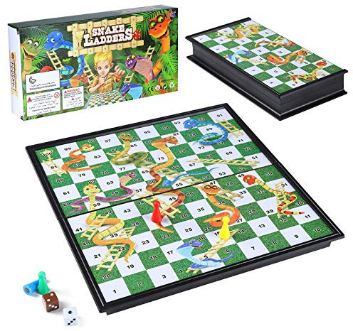Diealles Shine Snakes and Ladders, Schlangen und Leitern Brettspiel Traditionelle Kinder Spiele, Traditionelles Leiterspiel