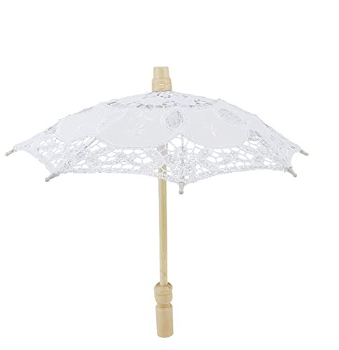 Spetsparaply, brudparaply Handgjord spets Bomull Broderi Parasol Bröllop Brud Fotografi Paraply(White)